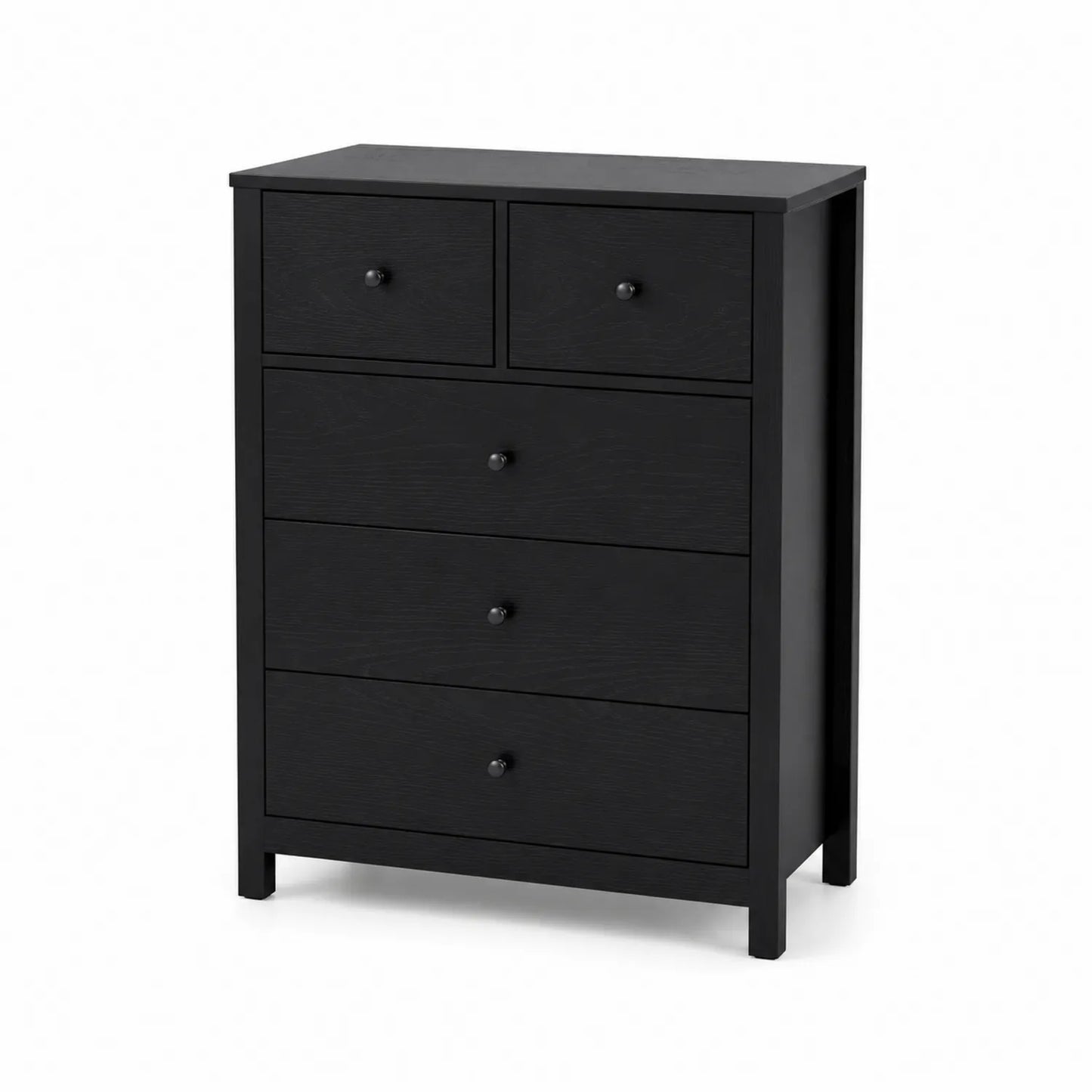 Schwarze Kommode mit 5 Schubladen aus MDF 80x40x100 cm