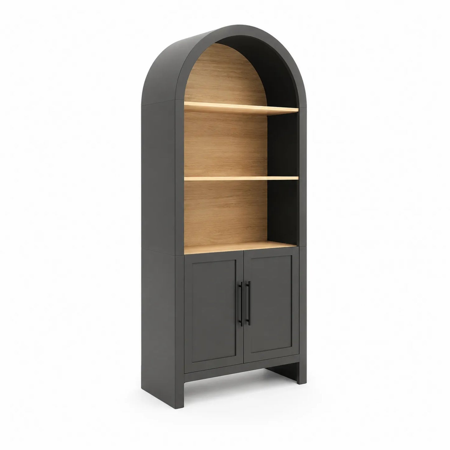 Regal mit Türen Schwarzes MDF Eichenfurnier 200 cm