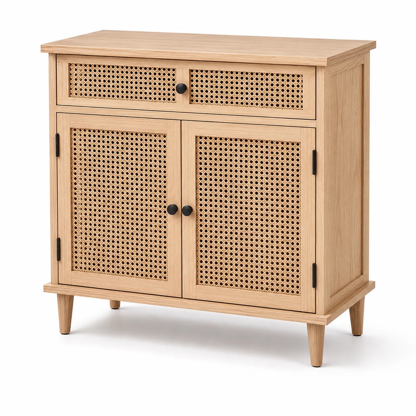 Sideboard aus Eichenholz mit Rattangeflecht 80x35x90 cm