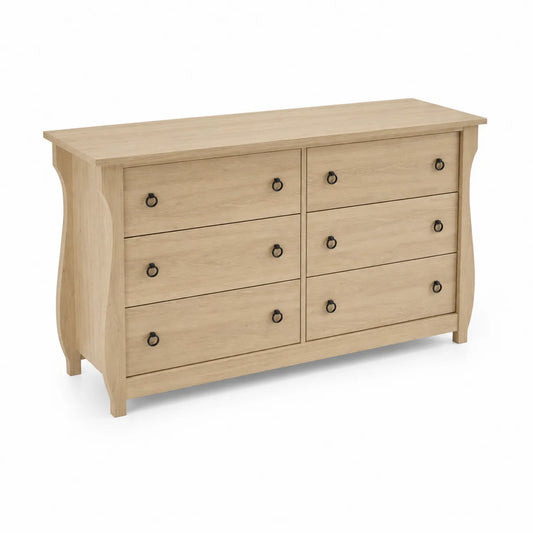 Kommode mit 6 Schubladen aus MDF-Holz in Eiche-Optik