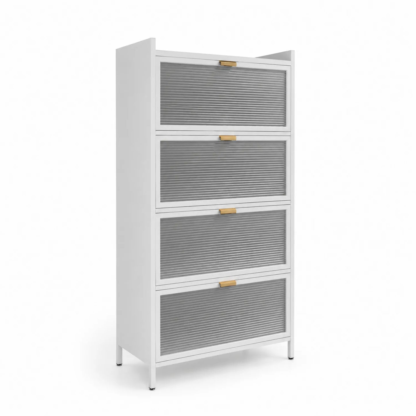 Metallschrank mit 4 Klapptüren Weiß Grau 180x80x40 cm