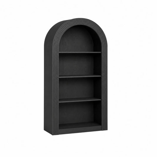 Holz Bücherregal Gewölbt Schwarz 180x90x35 cm