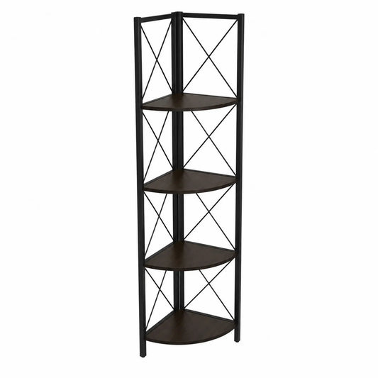 Eck-Bücherregal Metall Schwarz 5 Ebenen 160cm