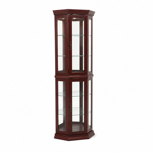 Eckvitrine Holz und Sicherheitsglas Dunkelbraun 180cm