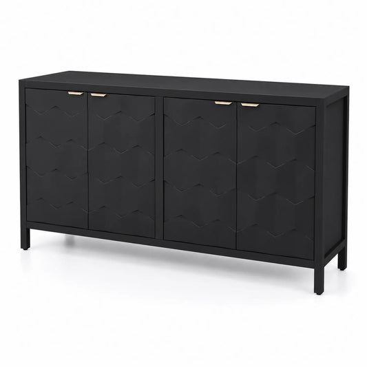 Sideboard Schwarz MDF und Metall 150x40x85 cm