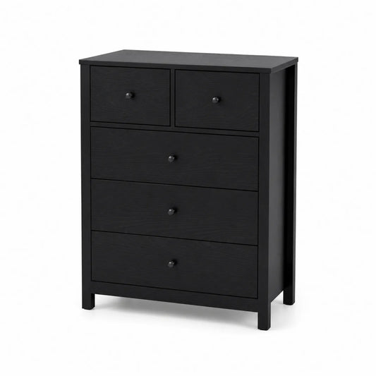 Schwarze Kommode mit 5 Schubladen aus MDF 80x40x100 cm