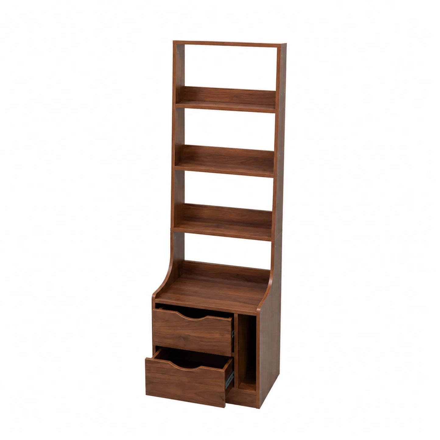 Holz Bücherregal mit Schubladen 5 Regalböden Braun