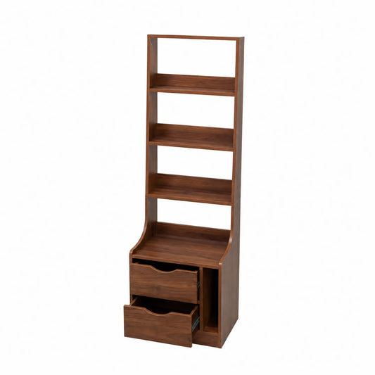 Holz Bücherregal mit Schubladen 5 Regalböden Braun