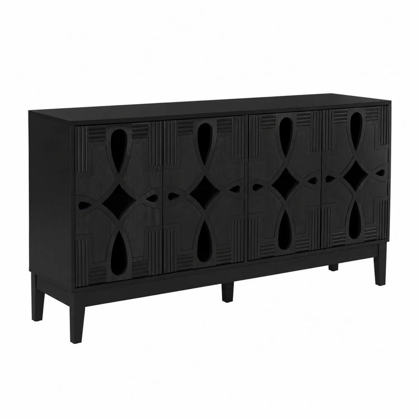 Schwarzes MDF-Sideboard mit geometrischem Muster