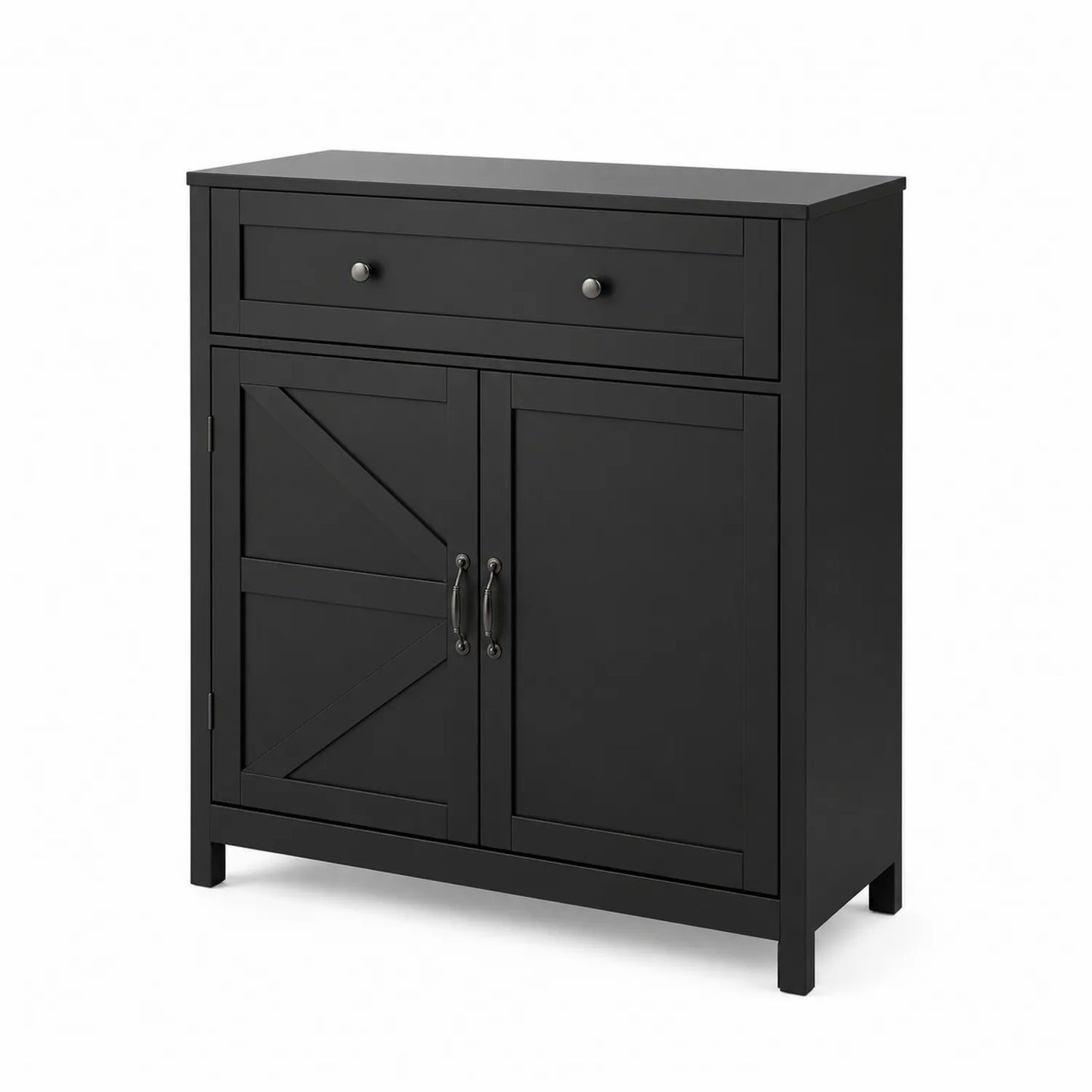 Schwarzes Sideboard MDF mit Schublade und Türen 70x33x86 cm