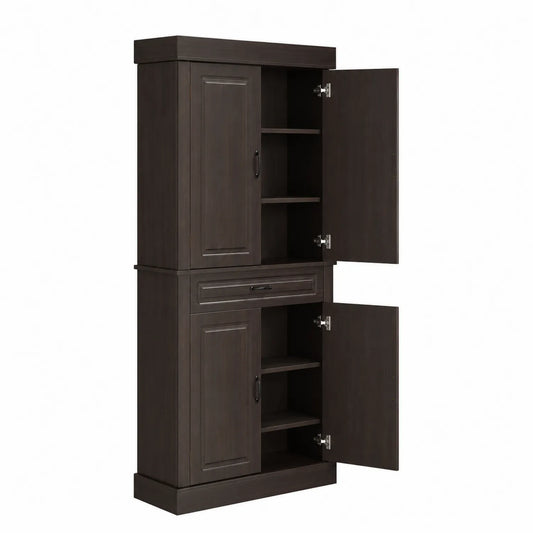 Hohes Sideboard Dunkelbraun mit Türen und Schublade 180x80x40cm