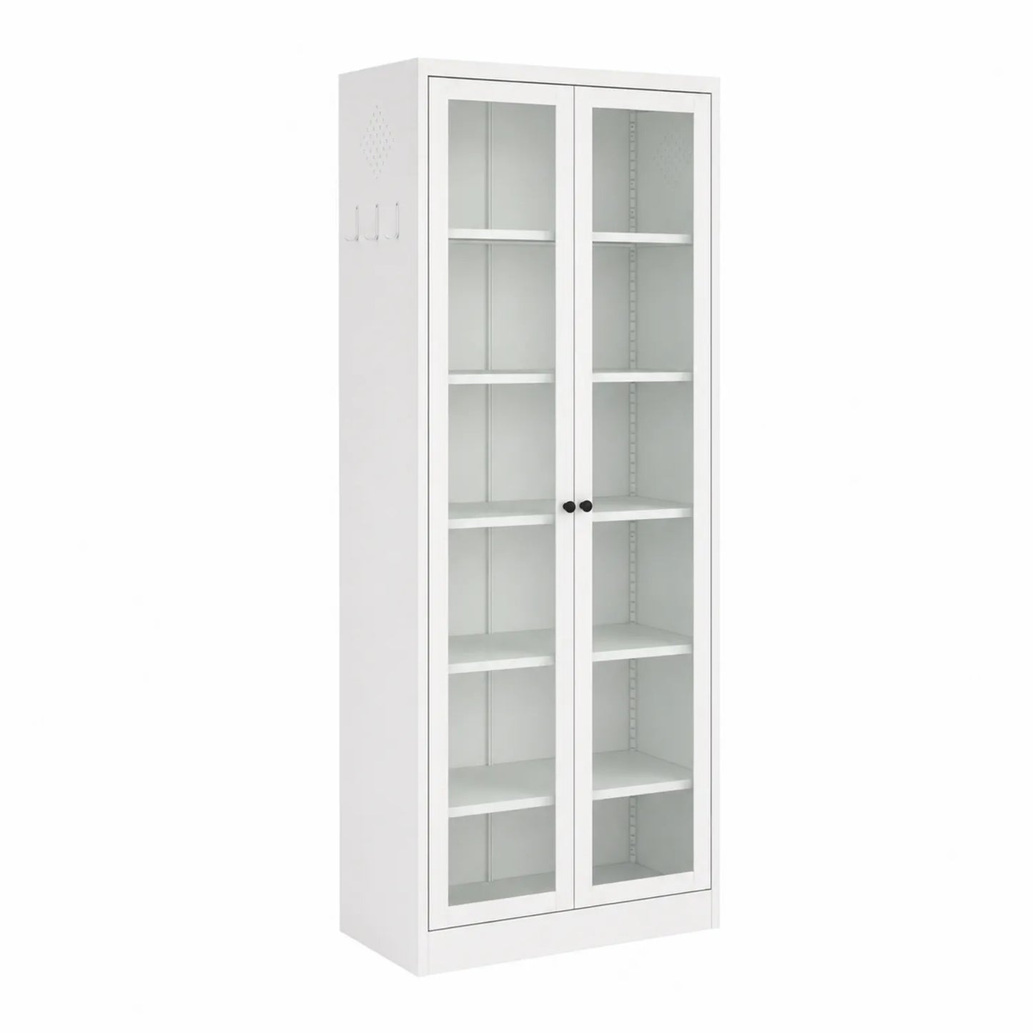 Metall Vitrine mit Glastüren 180x80x40 cm Weiß