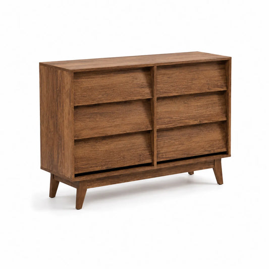 Holz Kommode mit 6 Schubladen Braun 120cm x 45cm x 80cm