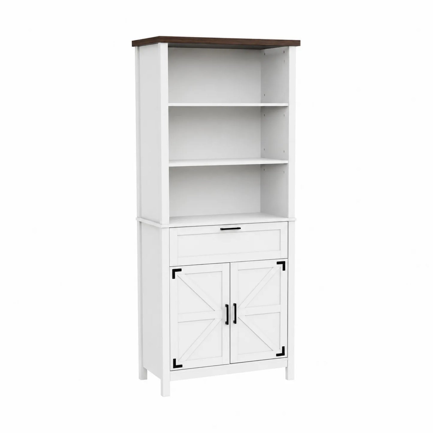 Weiße MDF-Holzregal mit Türen 180cm