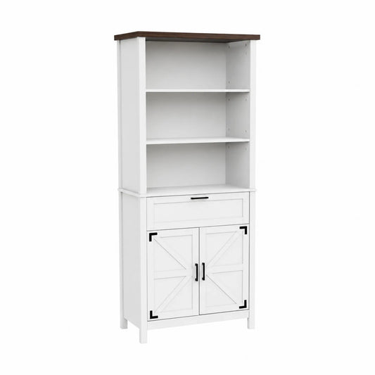 Weiße MDF-Holzregal mit Türen 180cm